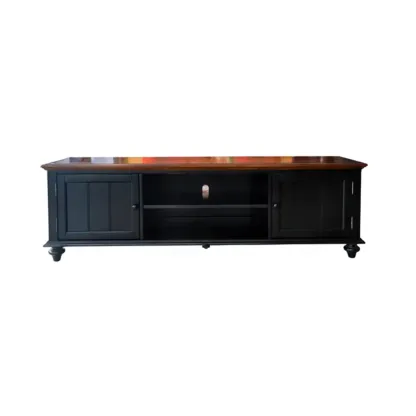 Traditional RubberWood TV Stand with Open Storage and Shelves Image - 6