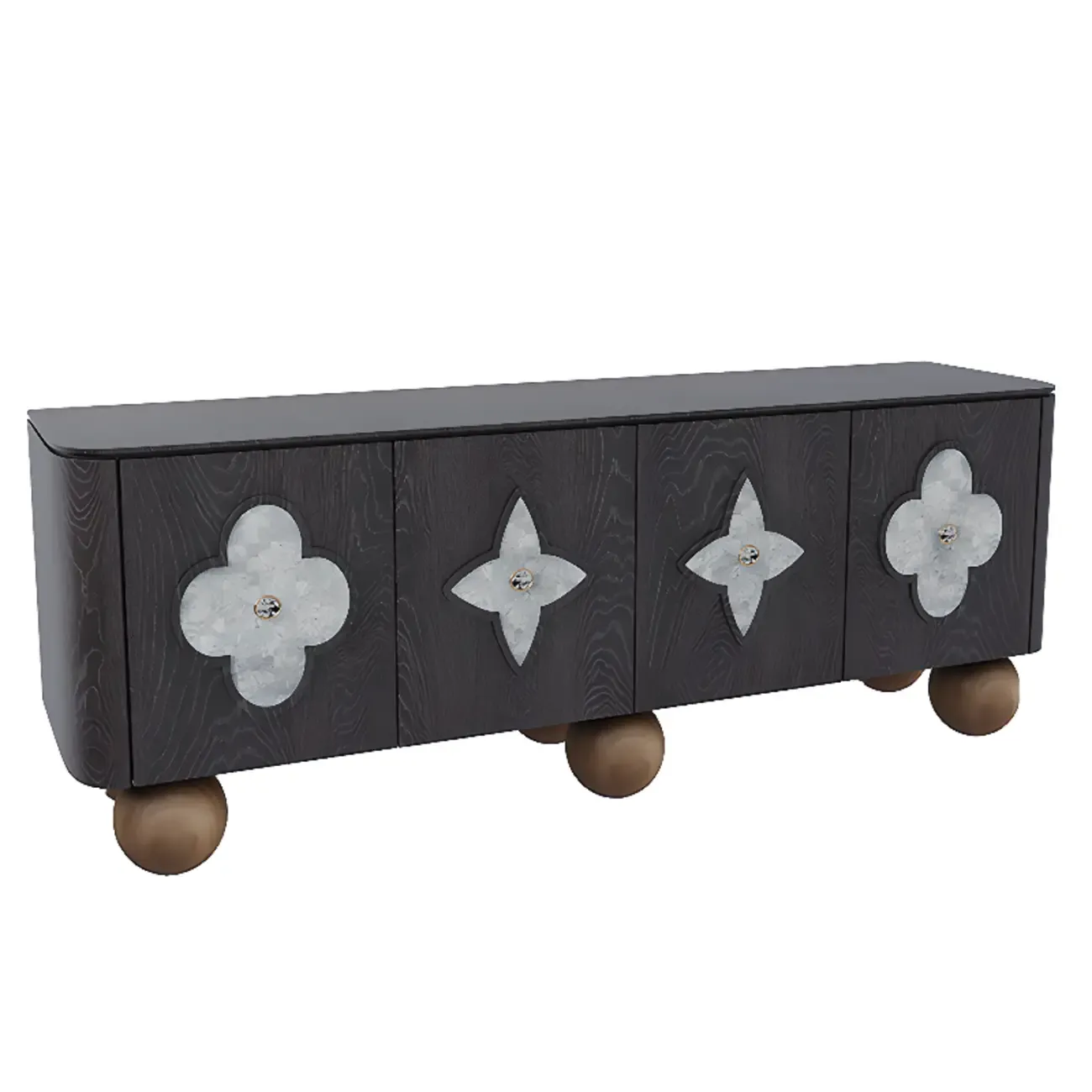 Vintage Rectangle Wooden TV Stand with Unique Doors for Home Image - 5