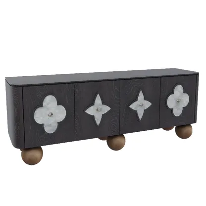 Vintage Rectangle Wooden TV Stand with Unique Doors for Home Image - 5