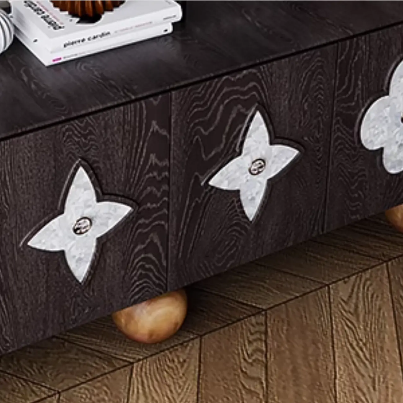Vintage Rectangle Wooden TV Stand with Unique Doors for Home Image - 7 | homeyfad