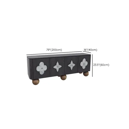 Vintage Rectangle Wooden TV Stand with Unique Doors for Home Image - 9