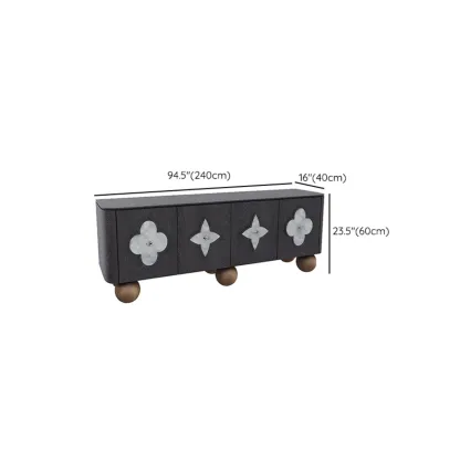 Vintage Rectangle Wooden TV Stand with Unique Doors for Home Image - 11
