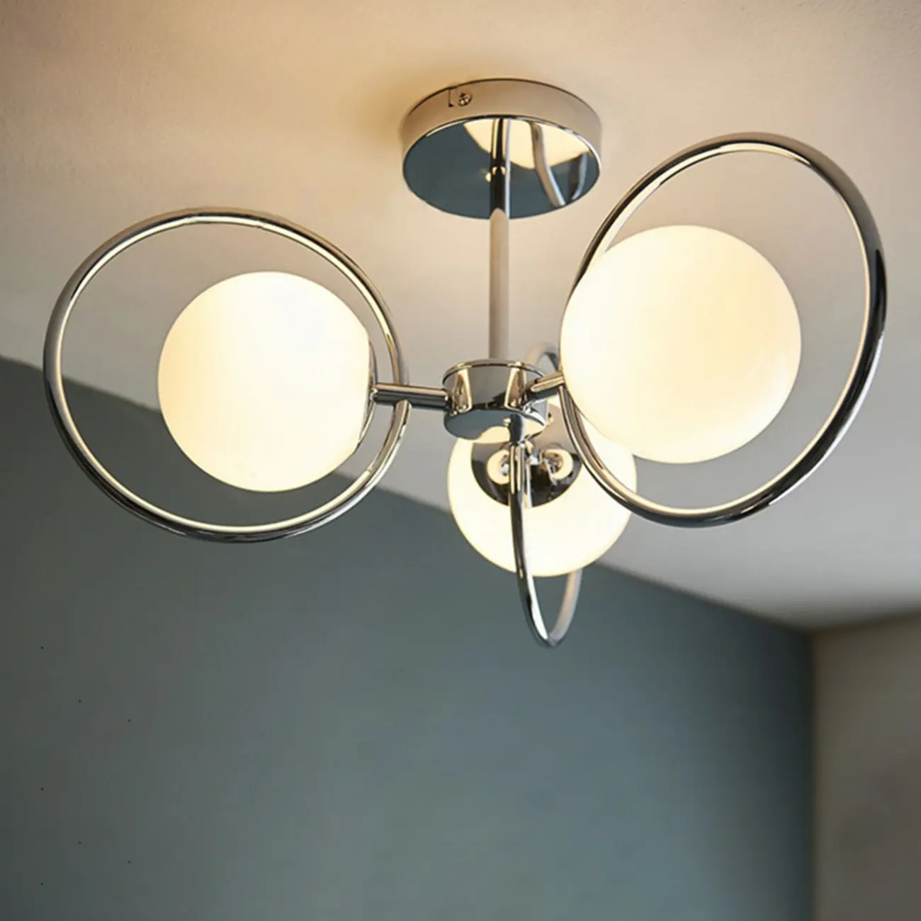 Modern Chrome Semi Flush Ceiling Light for Living Room Image - 3 | homeyfad