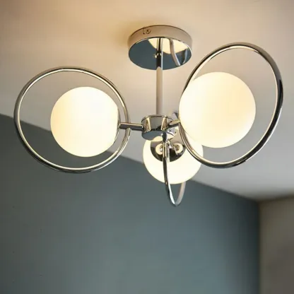 Modern Chrome Semi Flush Ceiling Light for Living Room Image - 3