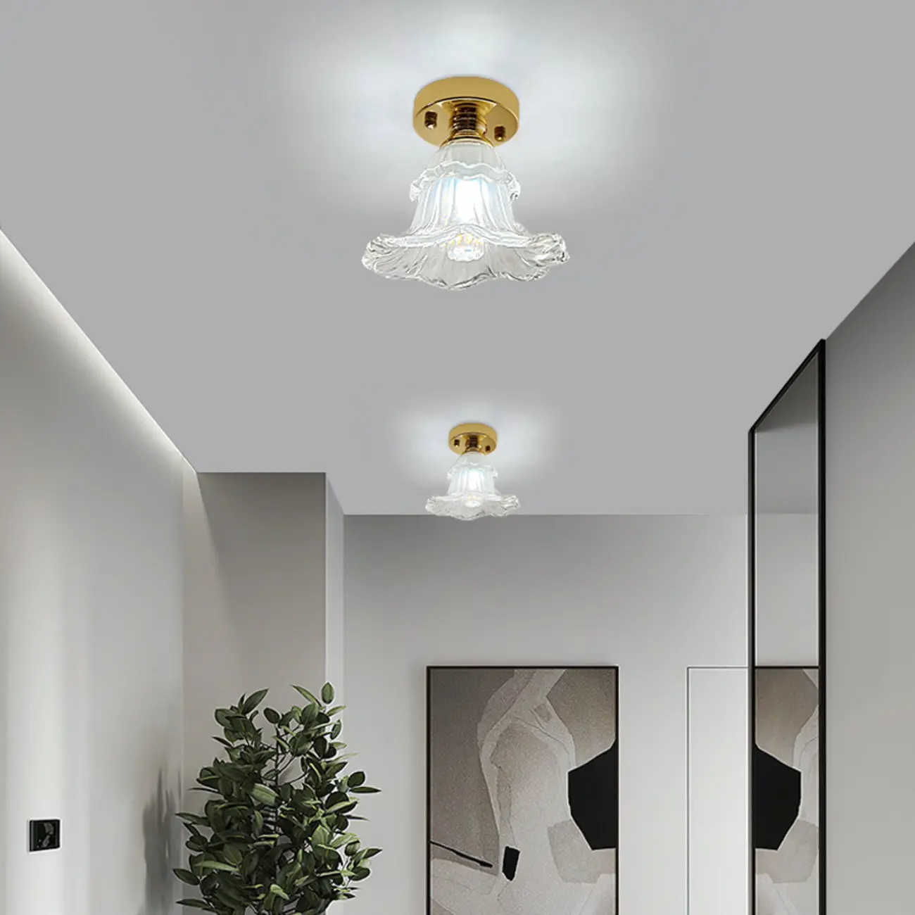 Vintage Wavy-Shaped Semi Flush Ceiling Light for Living Area | homeyfad