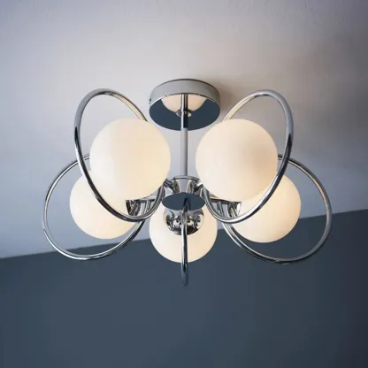 Modern Chrome Semi Flush Ceiling Light for Living Room Image - 4