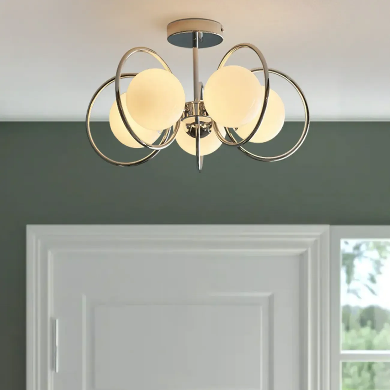 Modern Chrome Semi Flush Ceiling Light for Living Room Image - 6