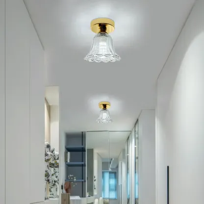 Vintage Wavy-Shaped Semi Flush Ceiling Light for Living Area