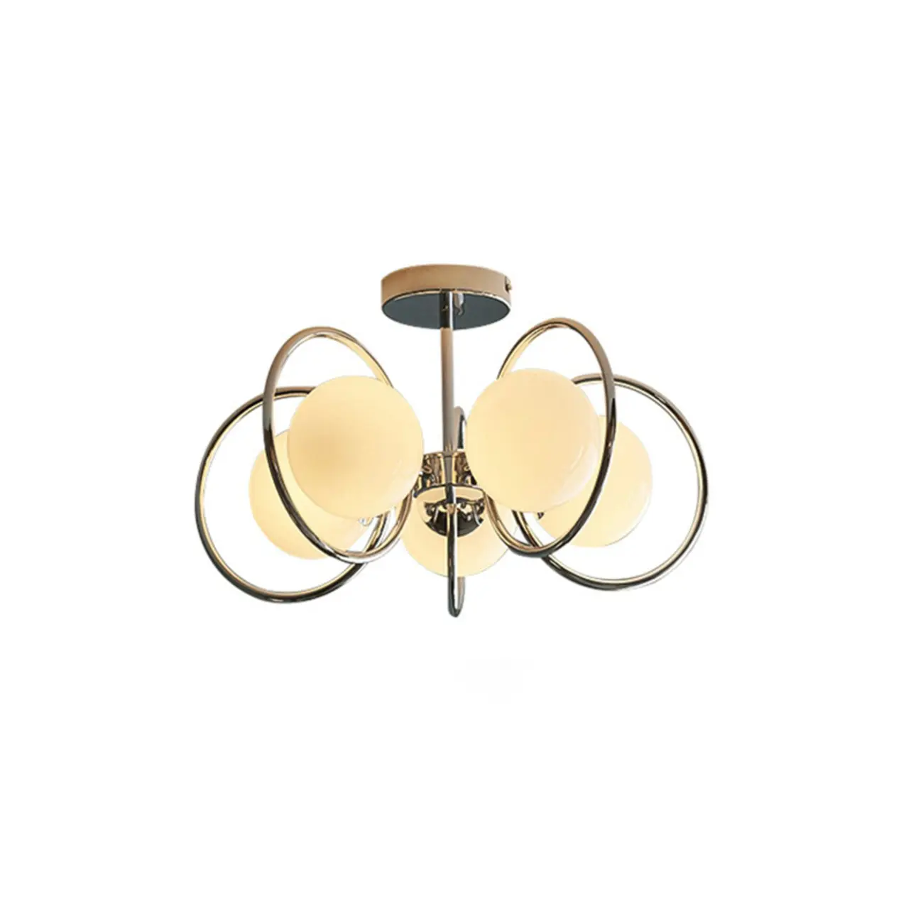 Modern Chrome Semi Flush Ceiling Light for Living Room Image - 7 | homeyfad