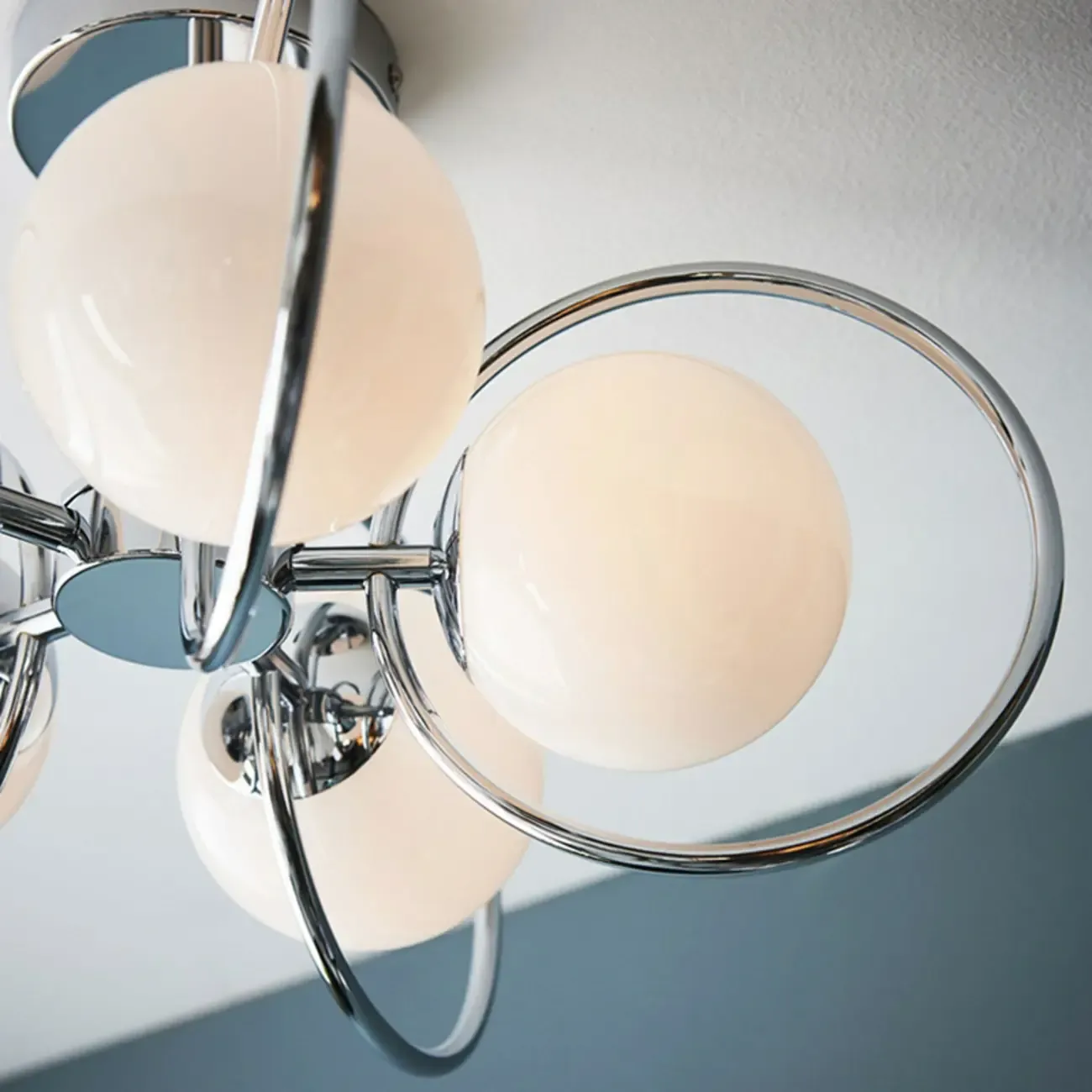 Modern Chrome Semi Flush Ceiling Light for Living Room Image - 9