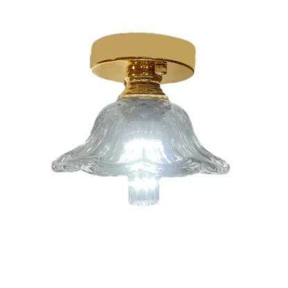 Vintage Wavy-Shaped Semi Flush Ceiling Light for Living Area