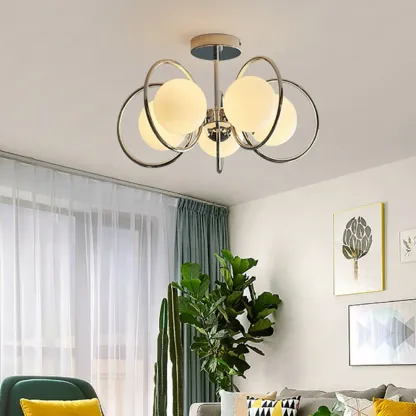 Modern Chrome Semi Flush Ceiling Light for Living Room Image - 11
