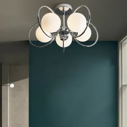 Modern Chrome Semi Flush Ceiling Light for Living Room Image - 12