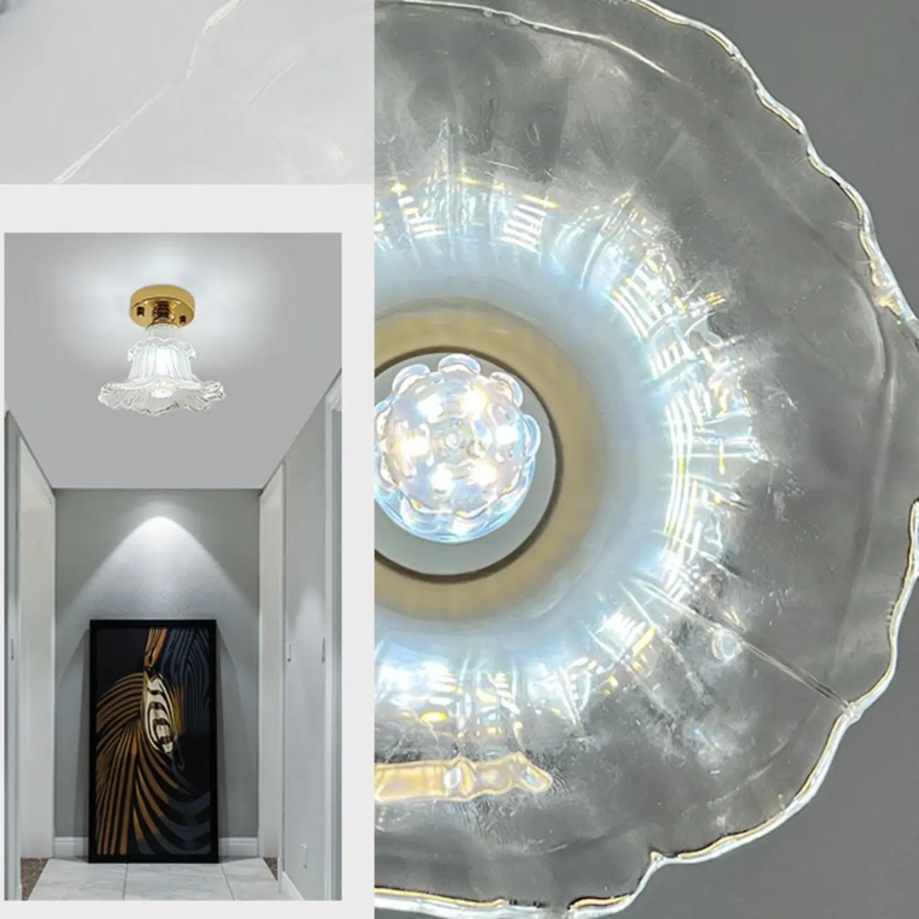 Vintage Wavy-Shaped Semi Flush Ceiling Light for Living Area | homeyfad