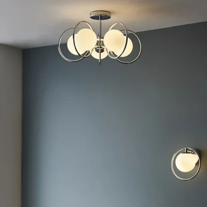 Modern Chrome Semi Flush Ceiling Light for Living Room Image - 15