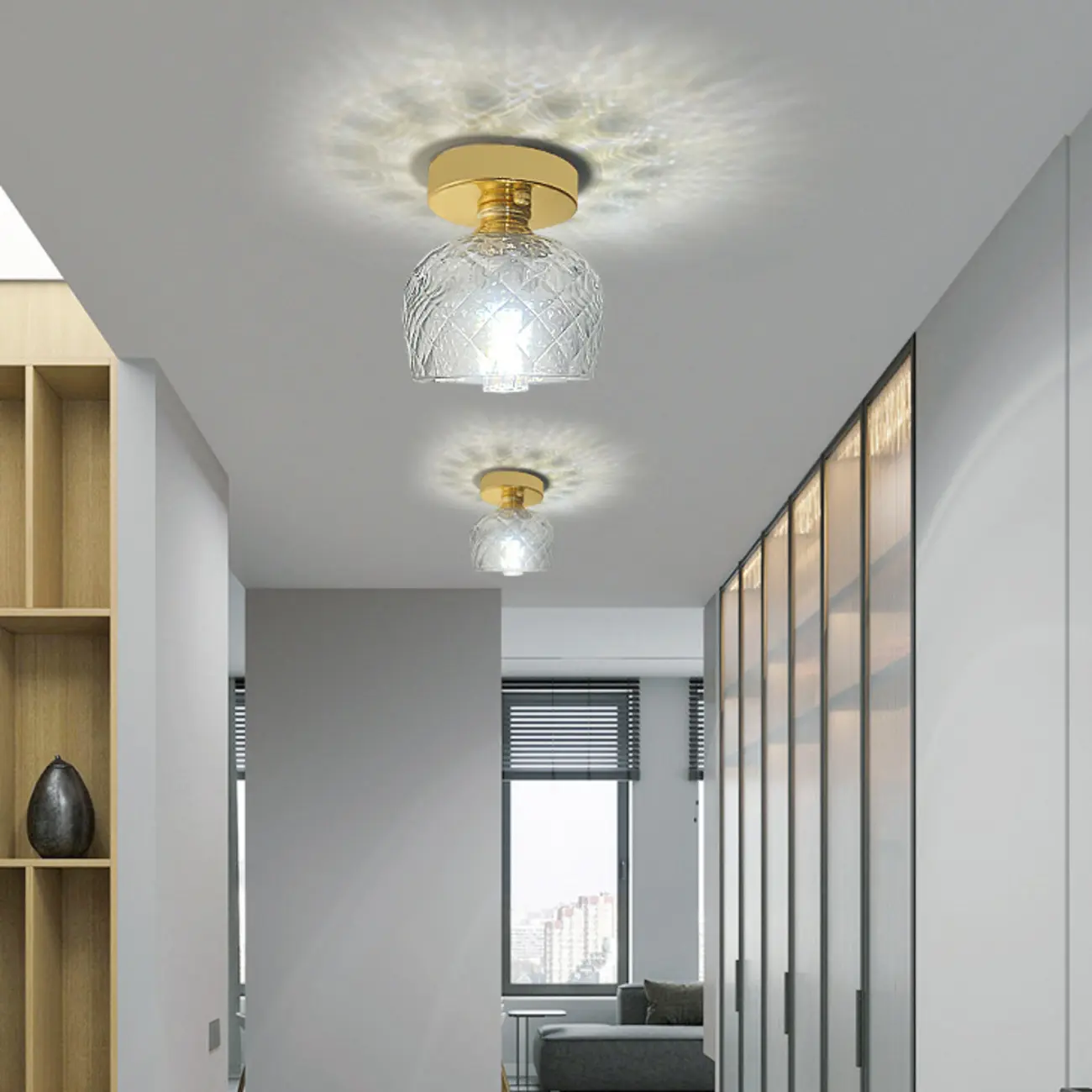 Vintage Wavy-Shaped Semi Flush Ceiling Light for Living Area | homeyfad