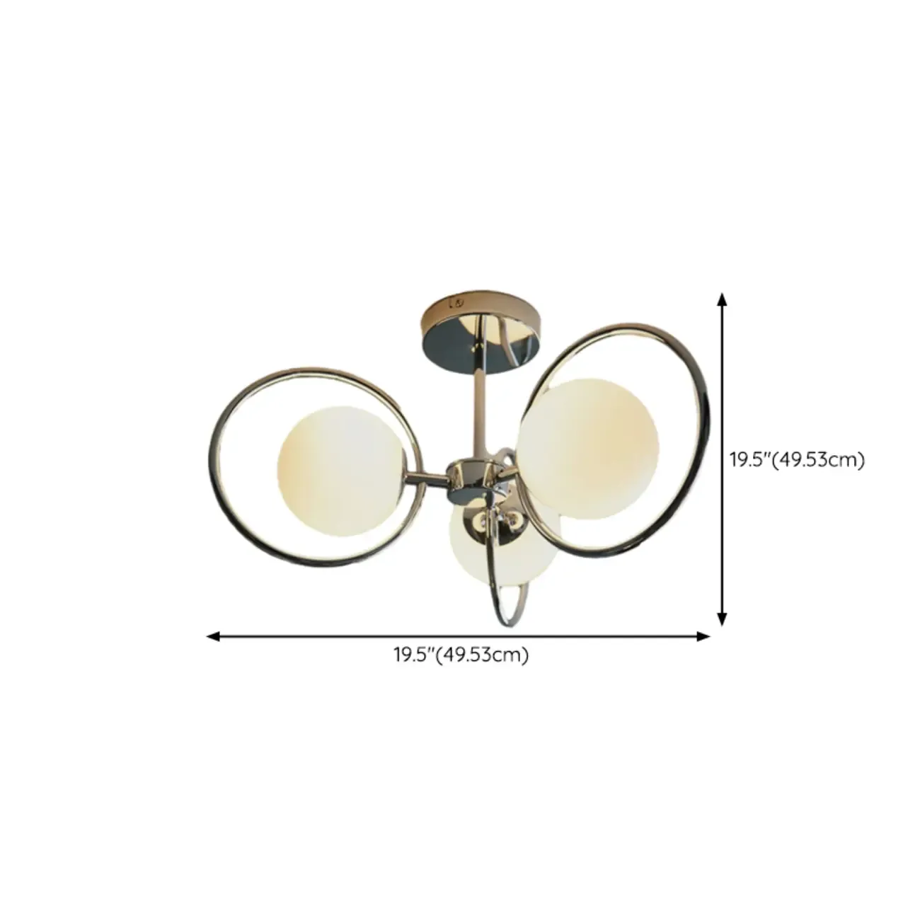 Modern Chrome Semi Flush Ceiling Light for Living Room #size