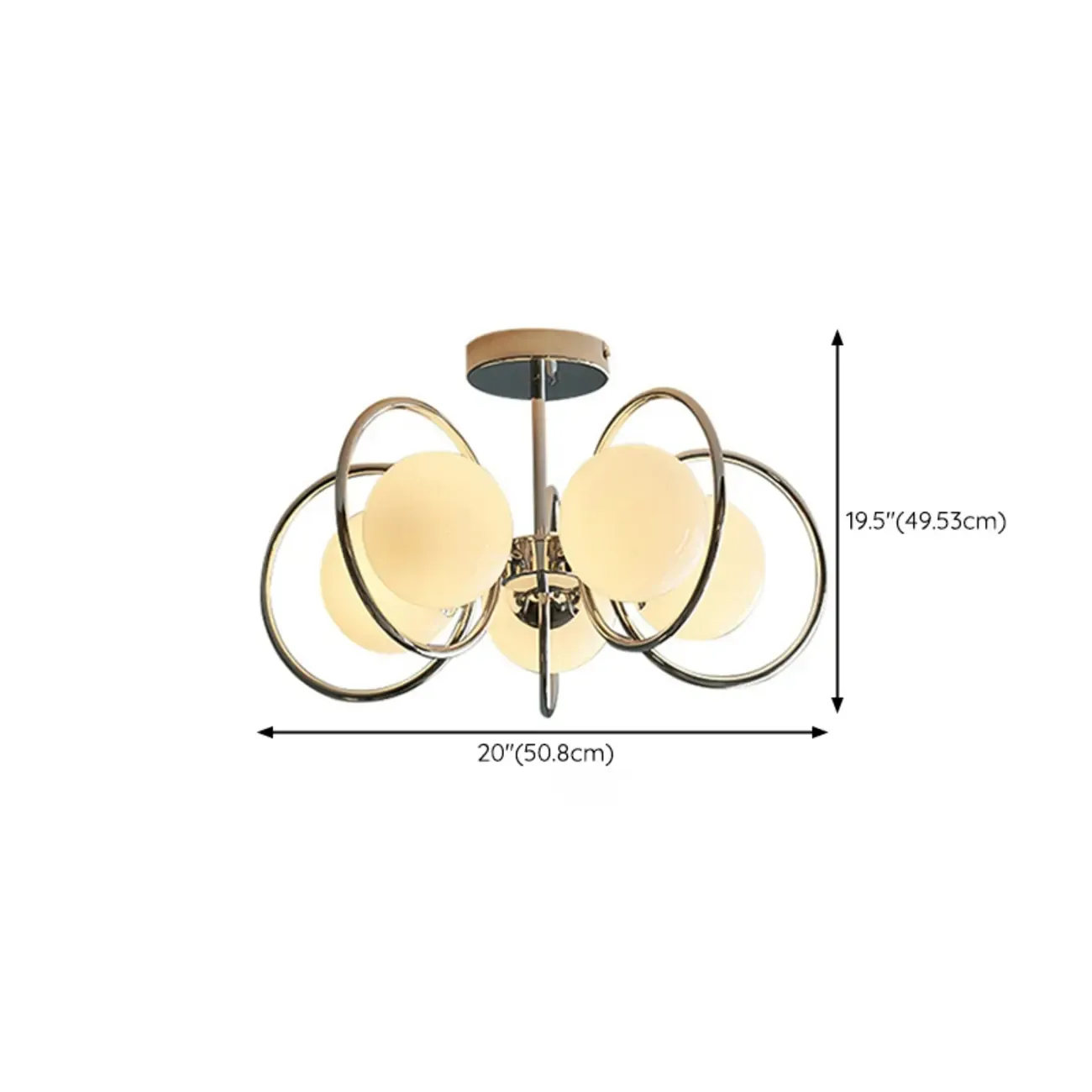 Modern Chrome Semi Flush Ceiling Light for Living Room Image - 17