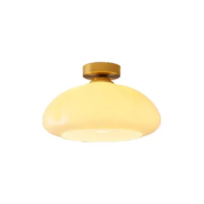 Modern Gold Glass Semi Flush Ceiling Light for Living Room Image - 5