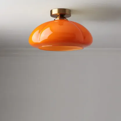 Modern Gold Glass Semi Flush Ceiling Light for Living Room Image - 10