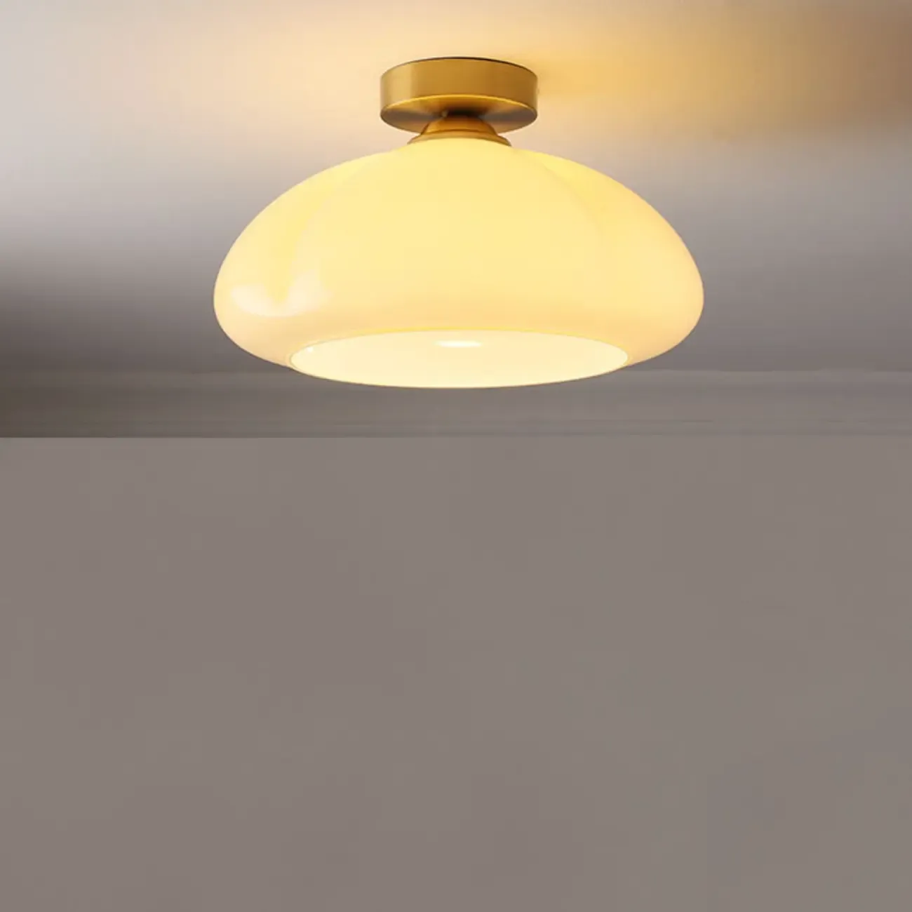 Modern Gold Glass Semi Flush Ceiling Light for Living Room Image - 11