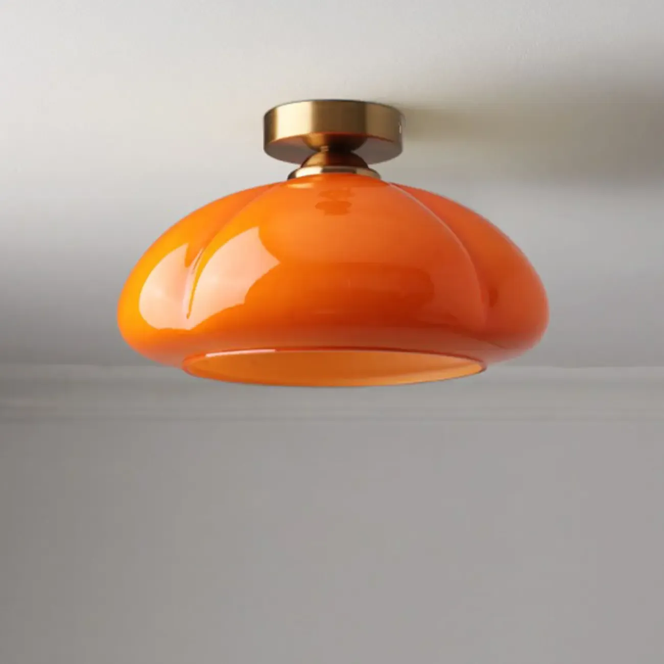 Modern Gold Glass Semi Flush Ceiling Light for Living Room Image - 12