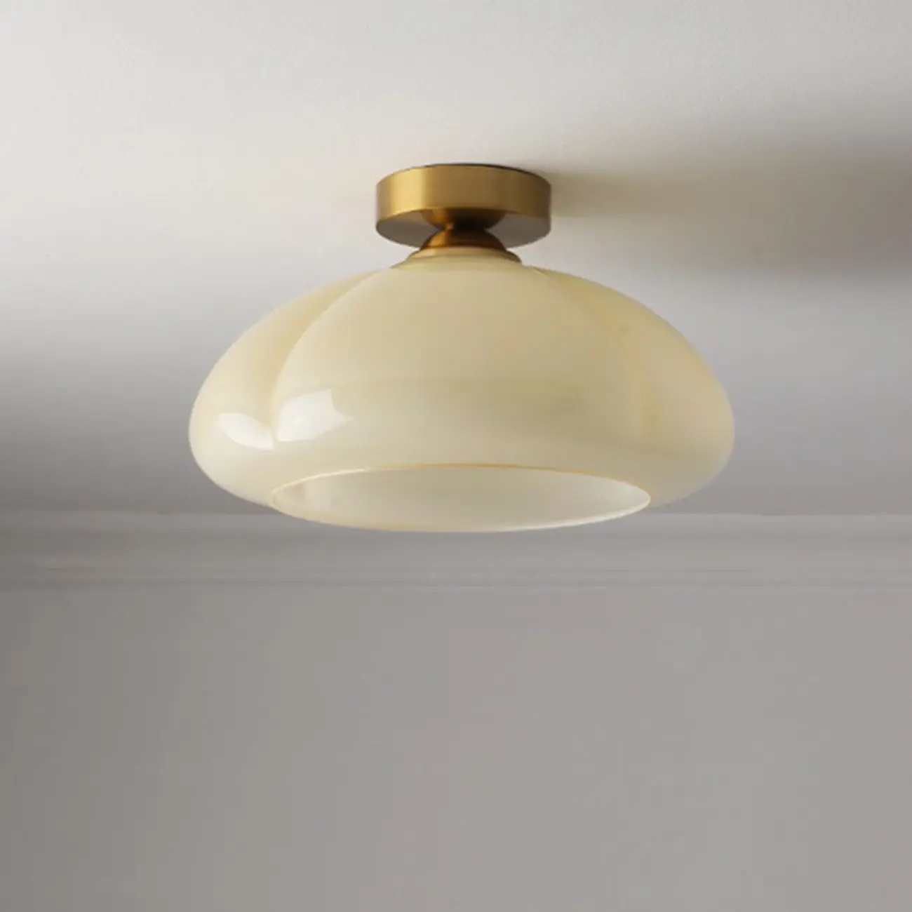 Modern Gold Glass Semi Flush Ceiling Light for Living Room Image - 13 | homeyfad