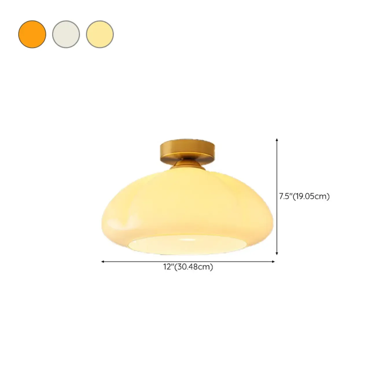 Modern Gold Glass Semi Flush Ceiling Light for Living Room #size