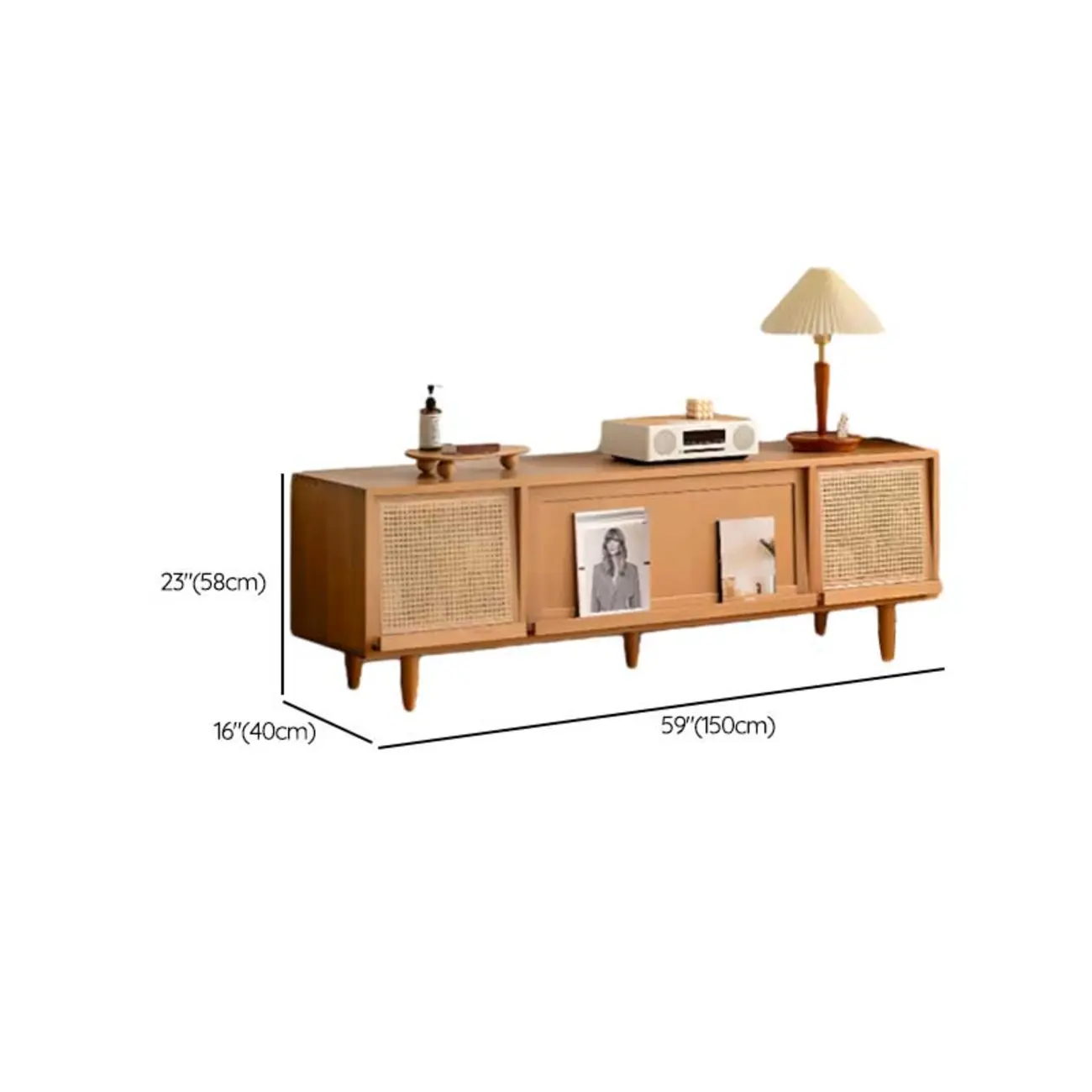 Stylish Wooden TV Stand with Shelves for Living Room Image - 11 | homeyfad