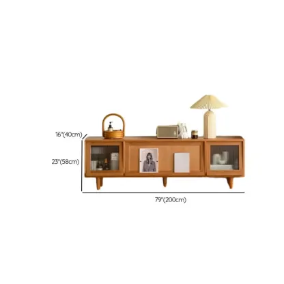 Stylish Wooden TV Stand with Shelves for Living Room Image - 14