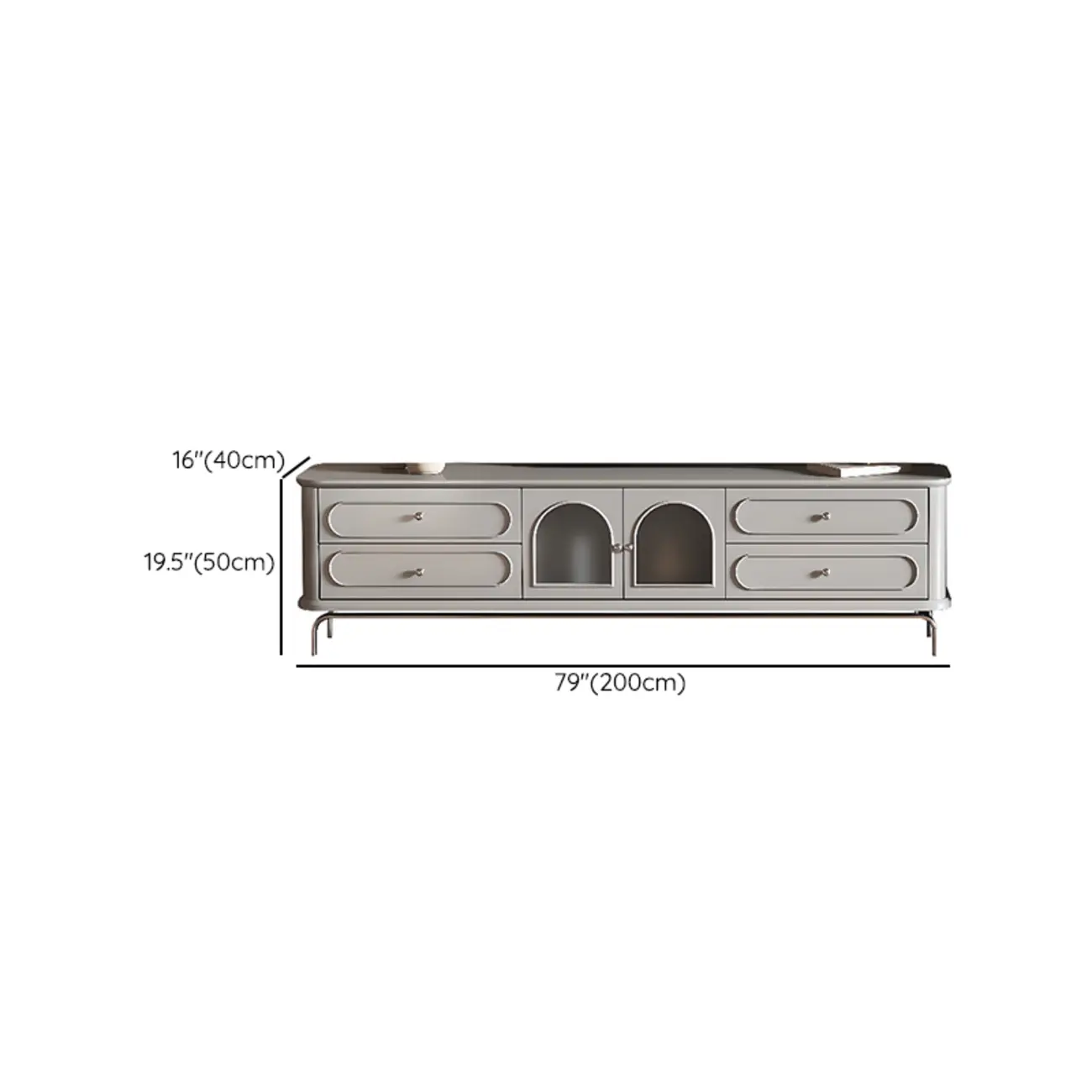 Contemporary Grey Wooden TV Stand with 4-Drawers for Home #size | homeyfad