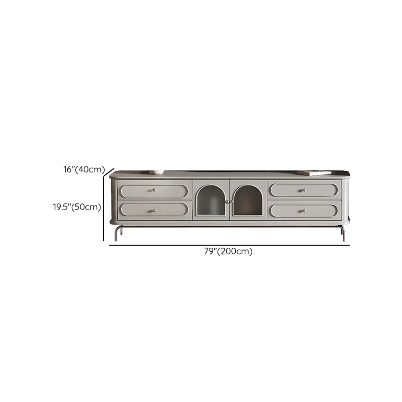 Contemporary Grey Wooden TV Stand with 4-Drawers for Home #size