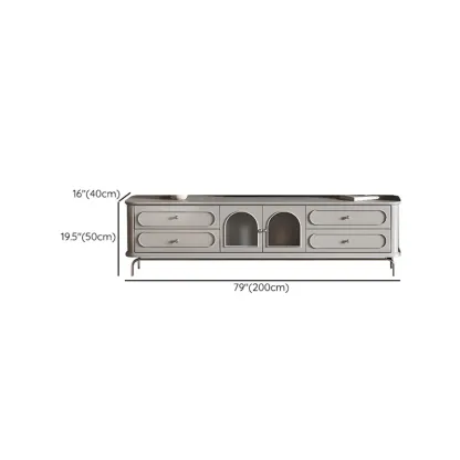 Contemporary Grey Wooden TV Stand with 4-Drawers for Home #size