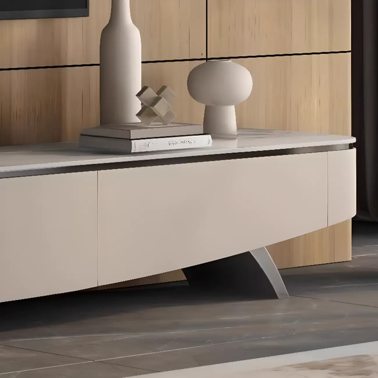 Modern Sintered Stone TV Stand with Cable Management Image - 3 | homeyfad