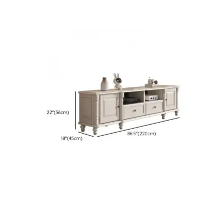 Industrial White Wooden TV Stand with Open Shelving for Home Image - 9