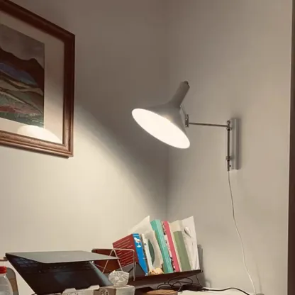 Modern Iron Swing Arm Wall Light with Adjustable Shade Image - 2