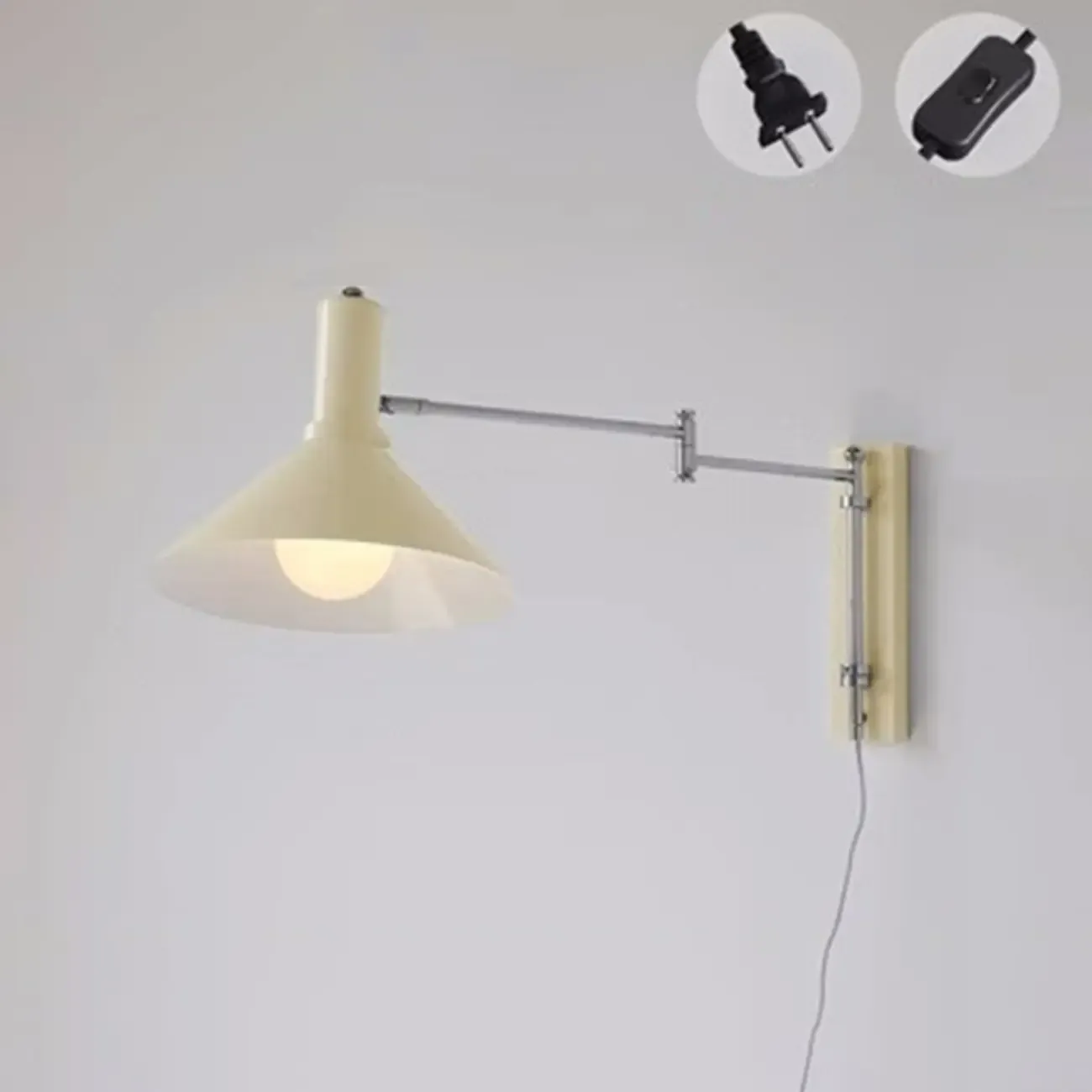 Modern Iron Swing Arm Wall Light with Adjustable Shade Image - 4