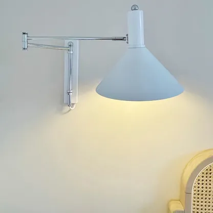 Modern Iron Swing Arm Wall Light with Adjustable Shade Image - 6