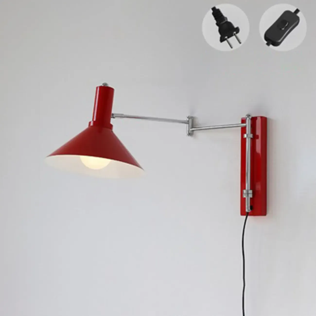 Modern Iron Swing Arm Wall Light with Adjustable Shade Image - 7