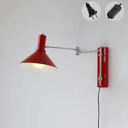 Modern Iron Swing Arm Wall Light with Adjustable Shade Image - 7