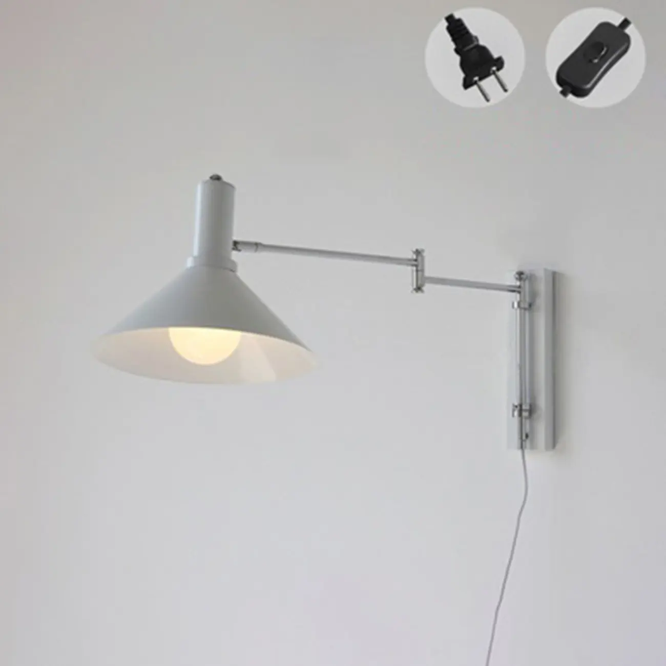 Modern Iron Swing Arm Wall Light with Adjustable Shade Image - 11 | homeyfad