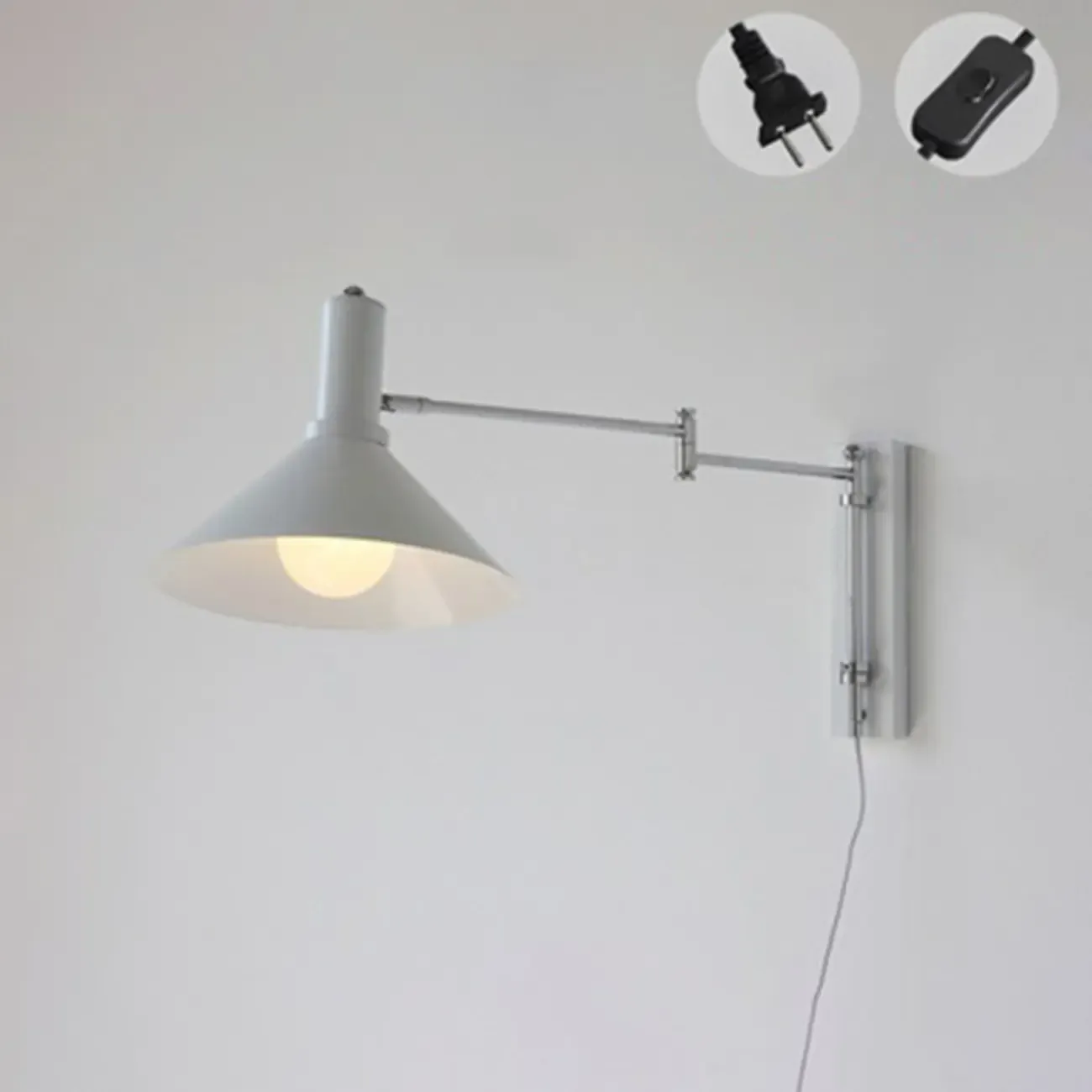 Modern Iron Swing Arm Wall Light with Adjustable Shade Image - 11