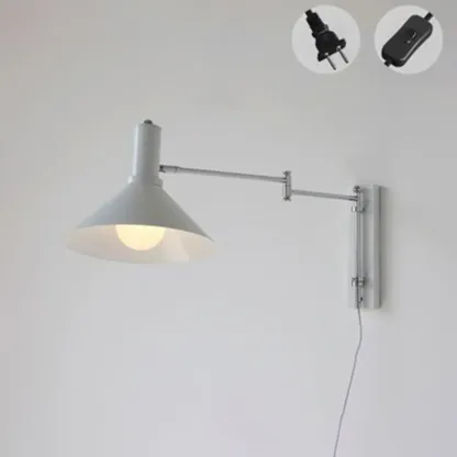 Modern Iron Swing Arm Wall Light with Adjustable Shade Image - 11