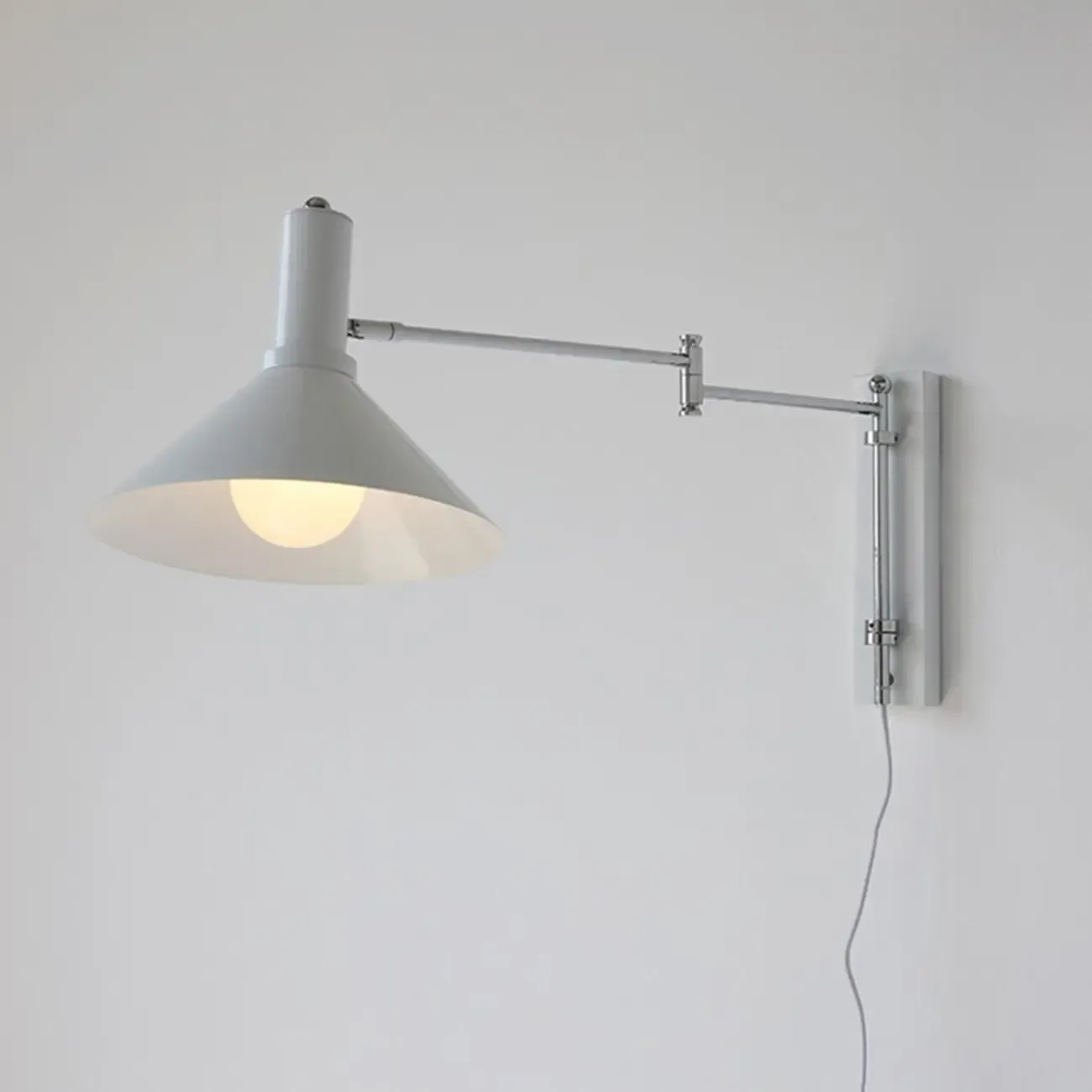 Modern Iron Swing Arm Wall Light with Adjustable Shade Image - 12