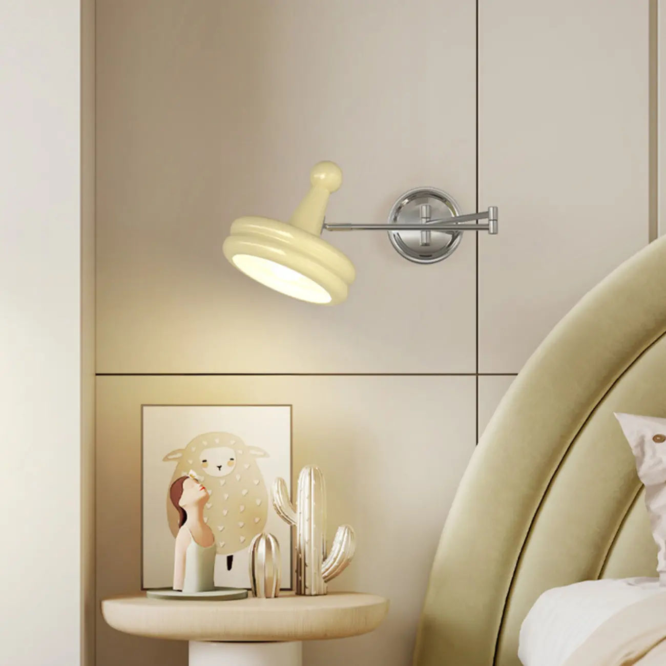 Modern Adjustable Chrome Swing Arm Wall Light for Bedside Image - 1 | homeyfad