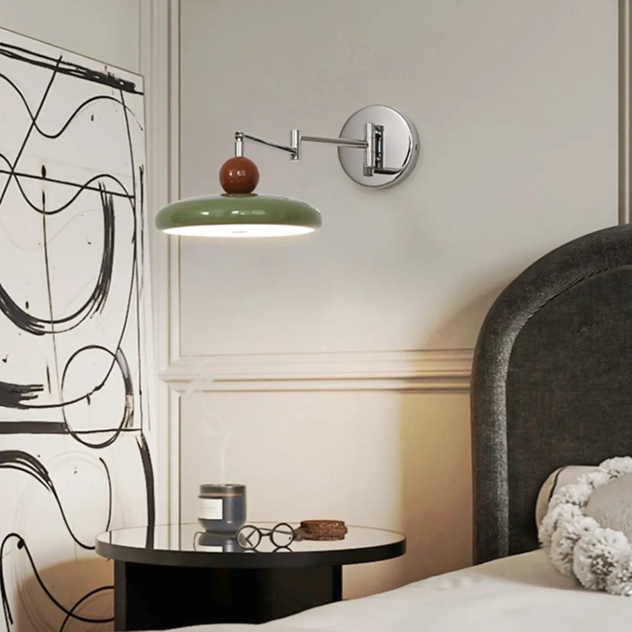 Modern Metal Wall Light with Rocker Arm for Bedroom Image - 1 | homeyfad