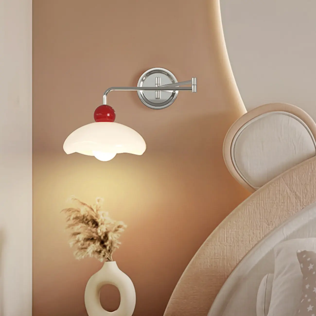 Modern Adjustable Chrome Swing Arm Wall Light for Bedside Image - 4 | homeyfad