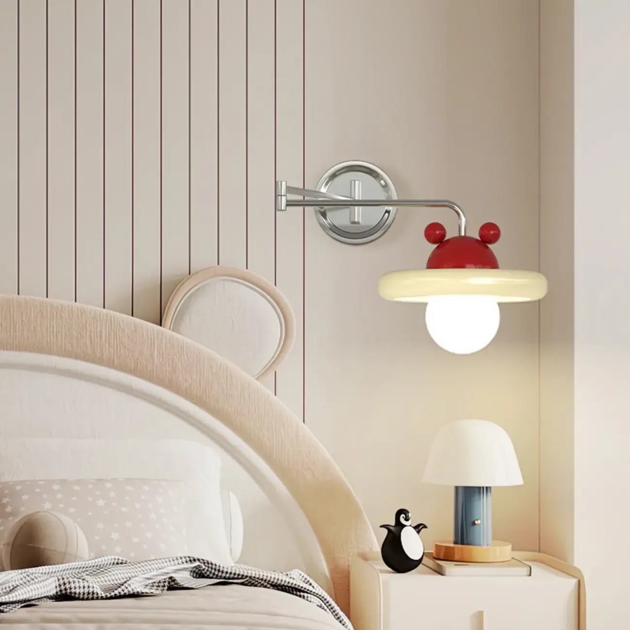 Modern Adjustable Chrome Swing Arm Wall Light for Bedside Image - 5
