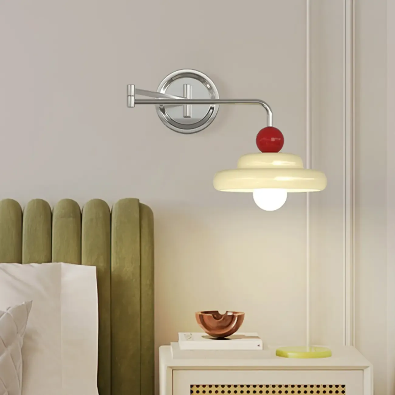 Modern Adjustable Chrome Swing Arm Wall Light for Bedside Image - 7