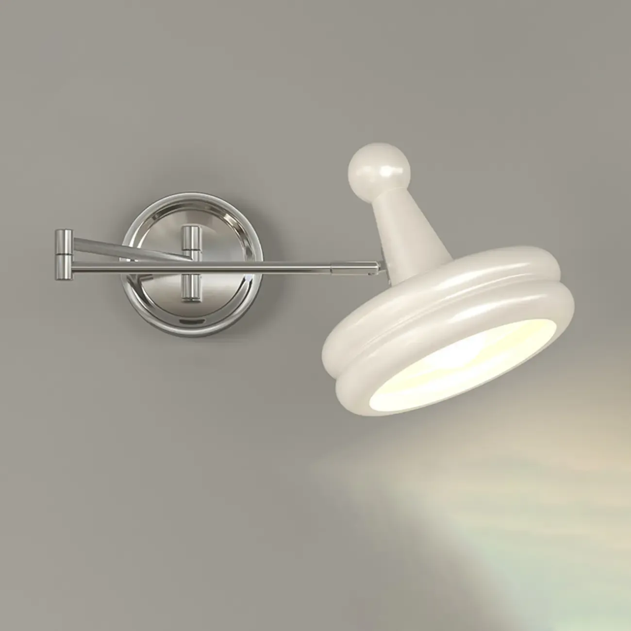 Modern Adjustable Chrome Swing Arm Wall Light for Bedside Image - 9